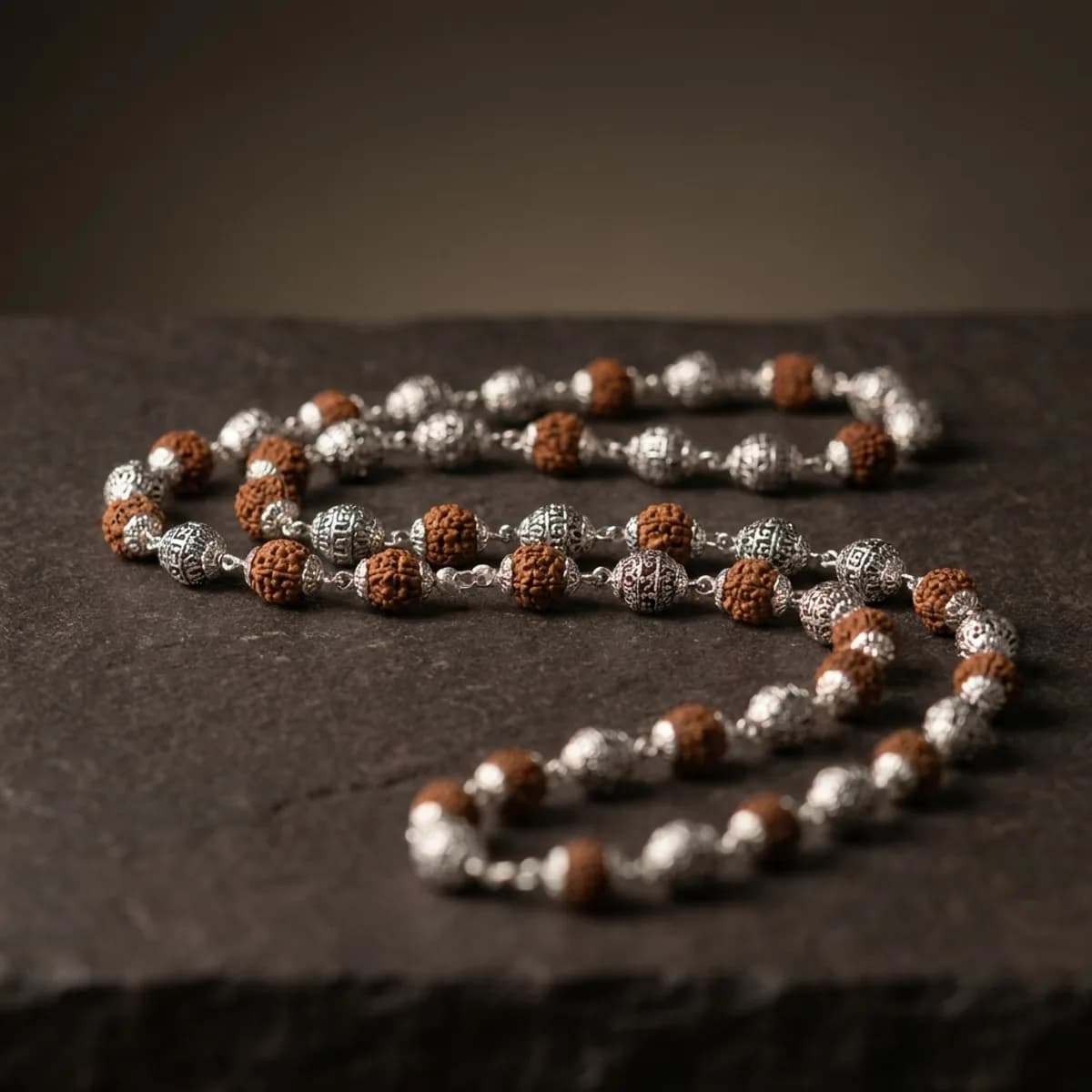 5 Mukhi Silver Plated Rudraksh Mala  — photo 4