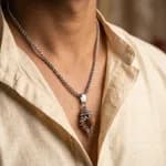 Silver Plated 5 Mukhi Rudraksh Shankh Mala thumbnail 2