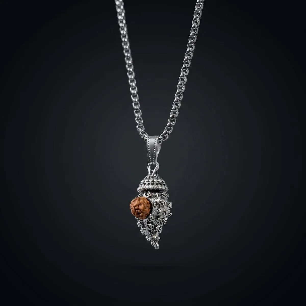 Silver Plated 5 Mukhi Rudraksh Shankh Mala — photo 1